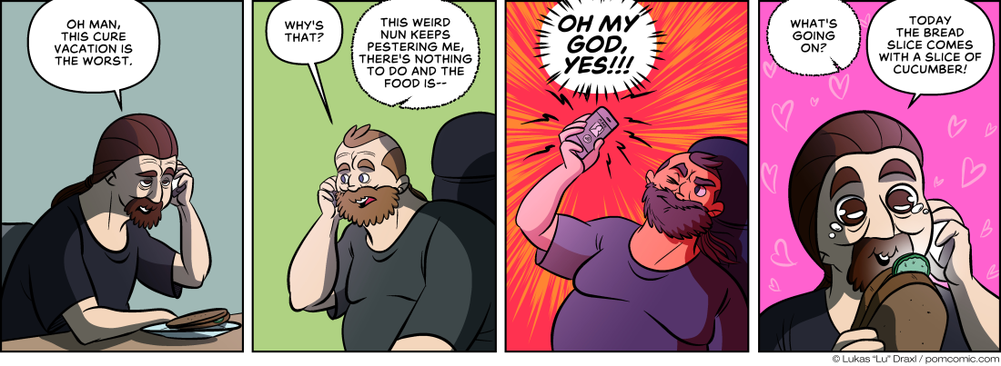 Piece of Me. A webcomic about the awfulness of cure vacations and small joys in life.