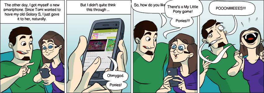 Piece of Me. A webcomic about new smartphones and excited girlfriends.
