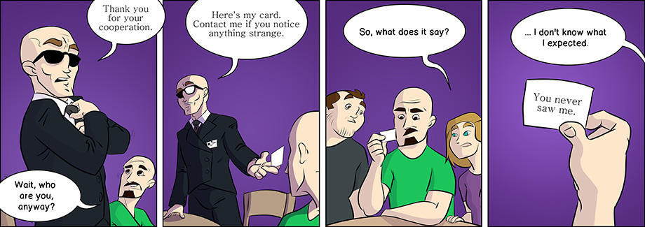 Piece of Me. A webcomic about unhelpful business cards and odd people.