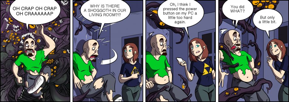 Piece of Me. A webcomic about Lovecraftian horrors and broken PCs.