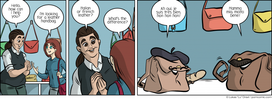 Piece of Me. A webcomic about different types of leather and various handbags.