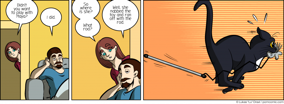 Piece of Me. A webcomic about playing with cats and toys on rods.