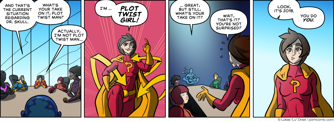 Piece of Me. A webcomic about plot twisting super heroines.