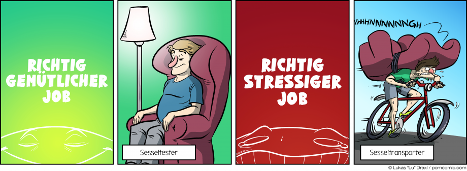 Piece of Me. A webcomic about relaxing and stressful jobs with armchairs.