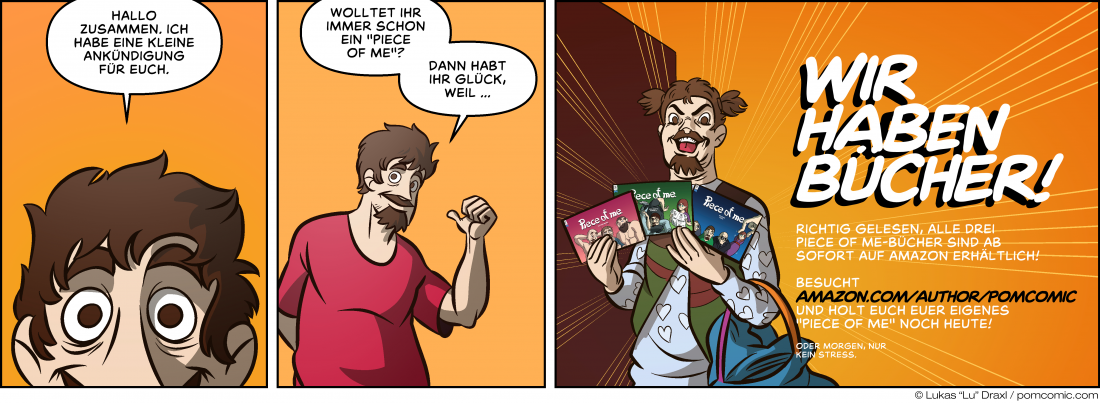 Piece of Me. A webcomic about a very important announcements. Also, BOOKS!