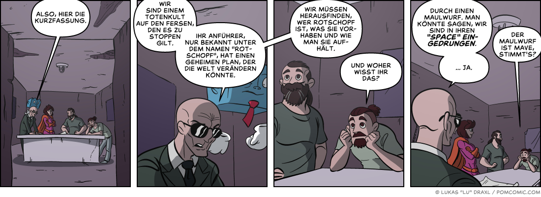 Piece of Me. A webcomic about briefings and doomsday cults.