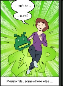 Piece of Me. A webcomic about reappearing girlfriends and Space Invaders.