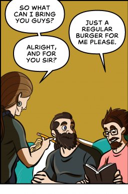 Piece of Me. A webcomic about ordering burgers and picky eaters.